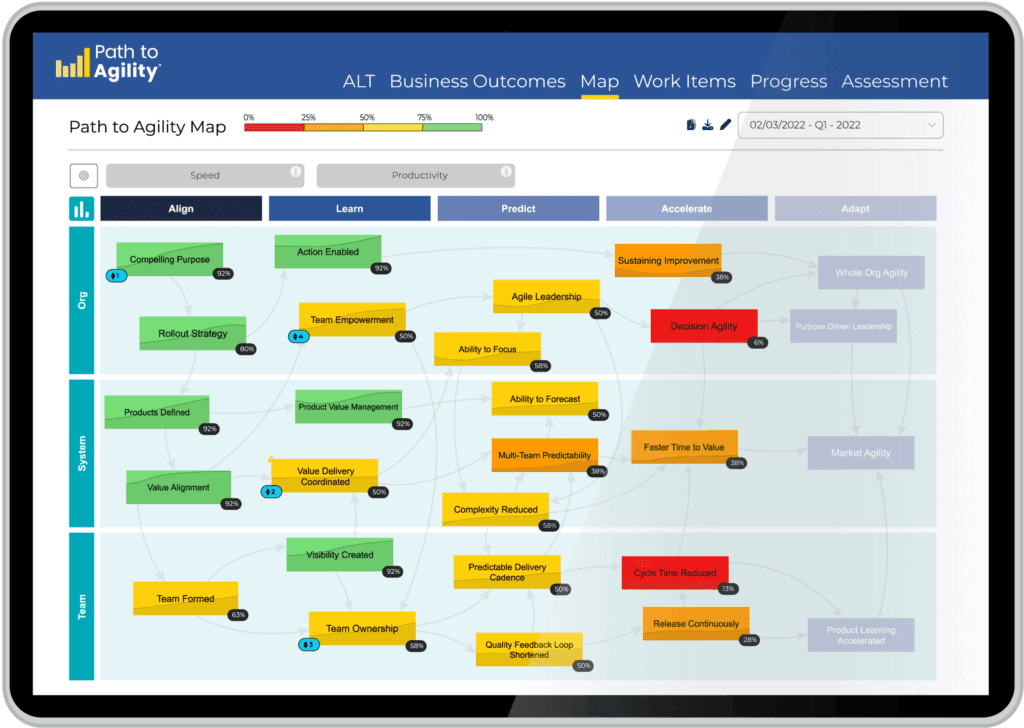 Path to Agility Navigator map view on a tablet screen