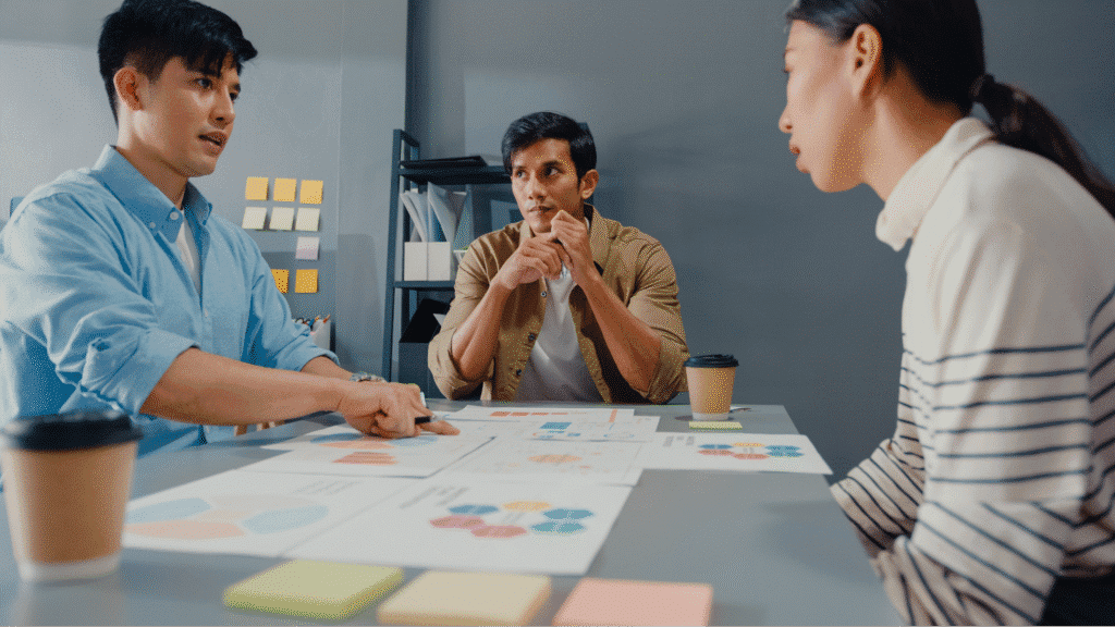 Agile team brainstorming session with innovative ideas and collaboration.