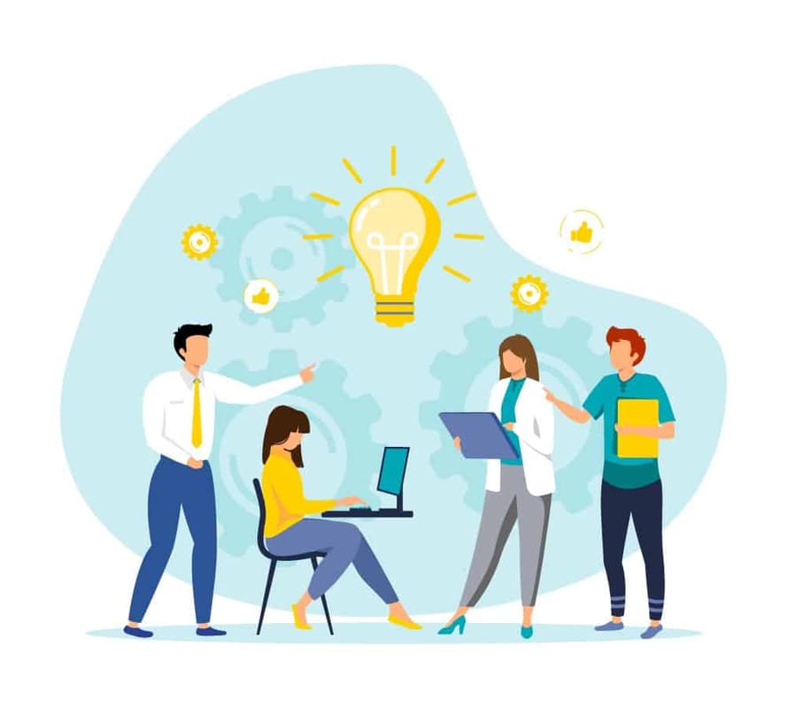 Team collaboration fosters innovation and creativity in a dynamic workplace environment.