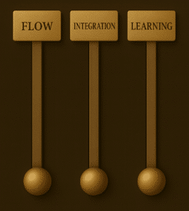 Flow, integration, and learning concepts illustrated with adjustable controls for effective optimization.