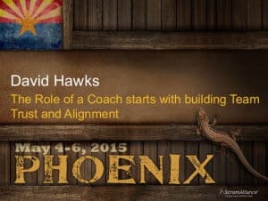 Slide from Scrum Gathering presentation on coaching trust and team alignment