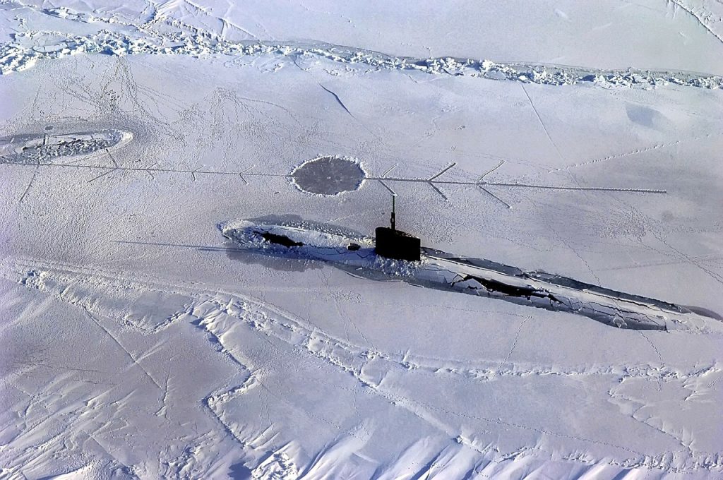submarine in the arctic used to break the ice