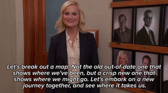 Leslie Knope quote about working together to move forward.