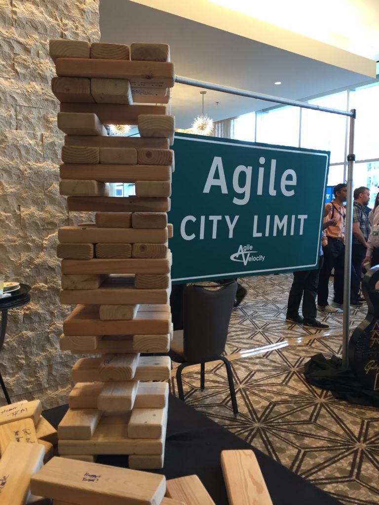 Jenga tower, with Agile tips written on each one