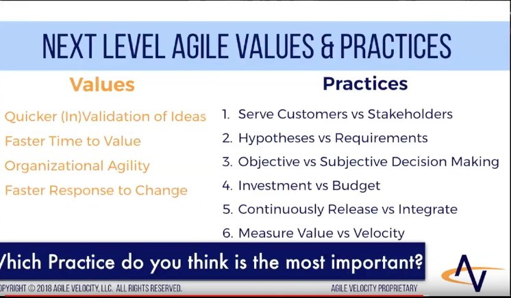 Next Level Agile Values and Practices