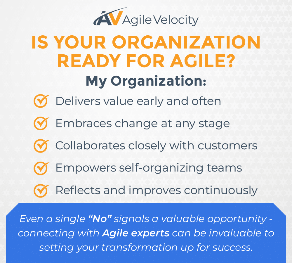 Assess your organizations readiness for Agile transformation with essential practices and insights.