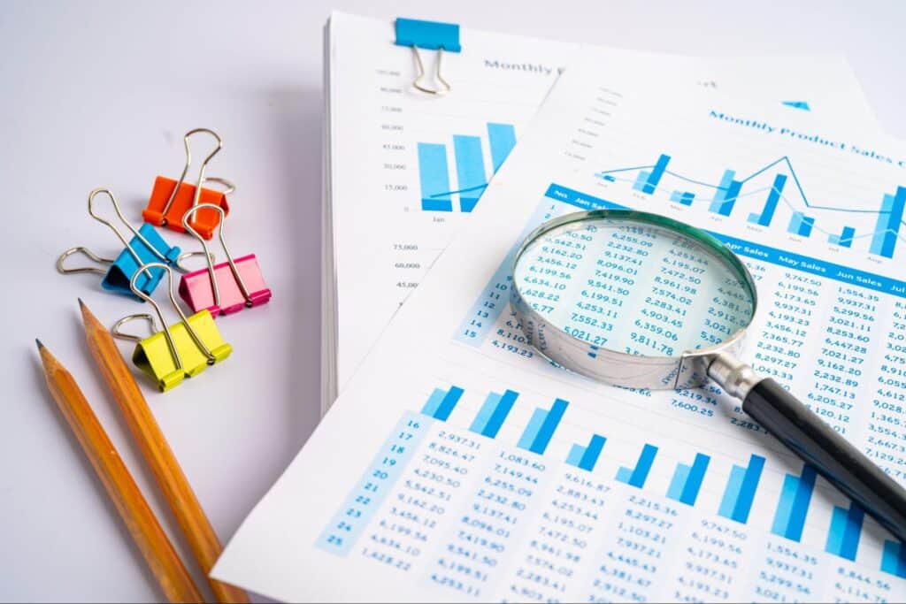 Data analysis with charts, graphs, and statistics for informed decision-making.