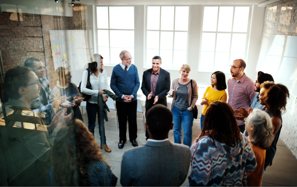 Team collaboration in a modern workspace fosters creativity and innovation.