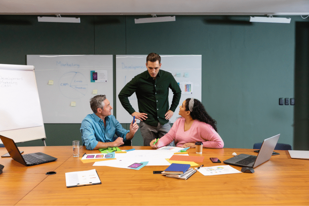 Creative teamwork during a brainstorming session for innovative ideas and effective collaboration.